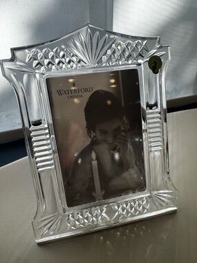 Waterford Crystal 5x7 Picture Frame Ireland Cut Glass Seahorse Sticker NEW